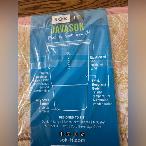 Java Sok Paisley Dreams Large Cold Cup Sleeve 30-32oz - Picture 5 of 9